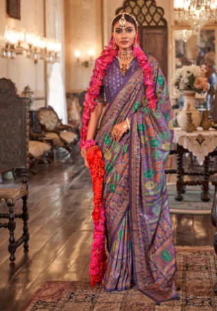 Picture of Elegant Silk Dark Slate Blue Saree