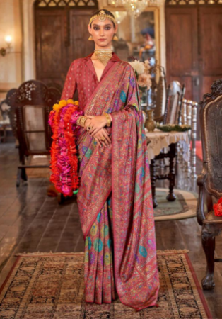 Picture of Bewitching Silk Indian Red Saree