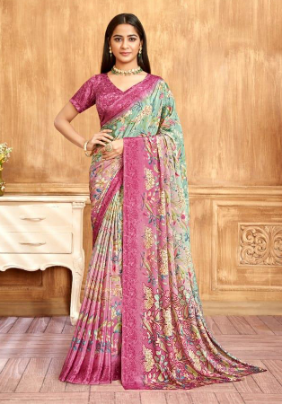 Picture of Pleasing Crepe & Silk Pale Violet Red Saree