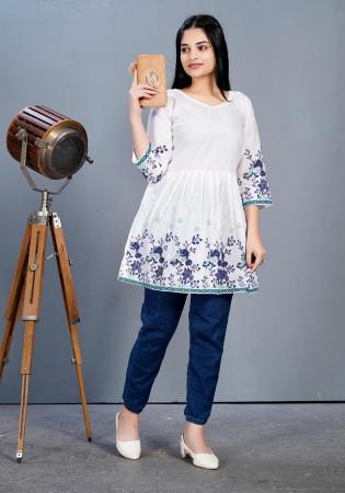 Picture of Exquisite Cotton Light Steel Blue Kurtis & Tunic