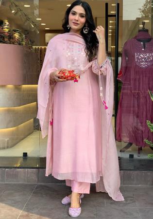 Picture of Shapely Silk Rosy Brown Readymade Salwar Kameez