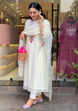 Picture of Marvelous Silk Off White Readymade Salwar Kameez