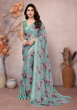 Picture of Sightly Silk Dark Sea Green Saree