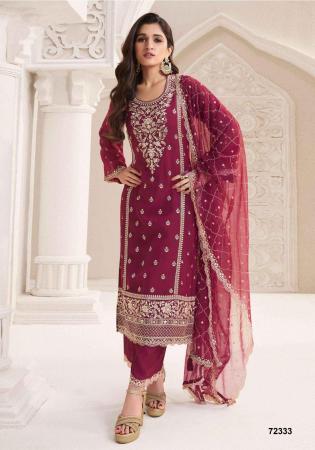 Picture of Chiffon & Silk Brown Straight Cut Salwar Kameez