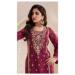 Picture of Chiffon & Silk Brown Straight Cut Salwar Kameez