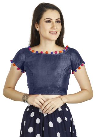 Picture of Magnificent Silk Steel Blue Designer Blouse