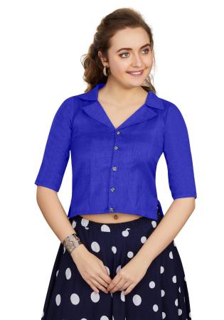 Picture of Splendid Silk Slate Blue Designer Blouse