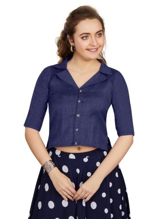 Picture of Elegant Silk Navy Blue Designer Blouse