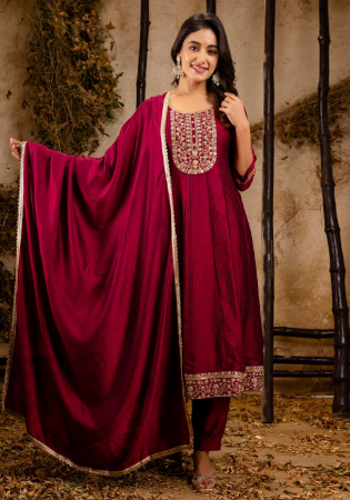 Picture of Splendid Silk Maroon Readymade Salwar Kameez