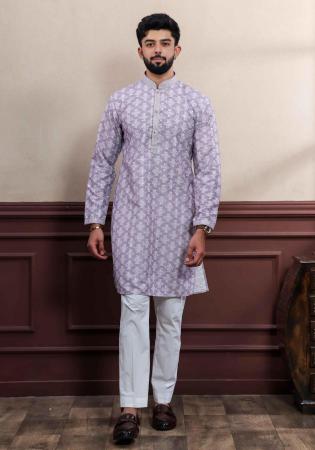 Picture of Fine Cotton Light Slate Grey Kurtas