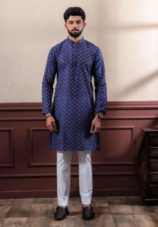 Picture of Fascinating Cotton Midnight Blue Kurtas