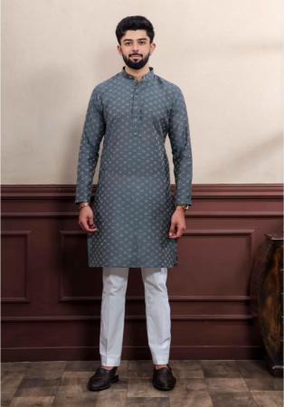 Picture of Grand Cotton Slate Grey Kurtas