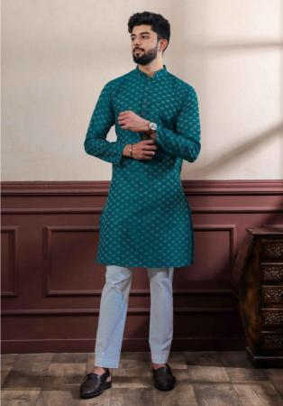 Picture of Radiant Cotton Teal Kurtas