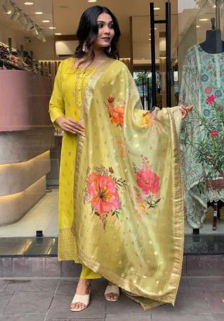 Picture of Classy Chiffon Golden Rod Readymade Salwar Kameez