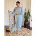 Picture of Chiffon Light Steel Blue Readymade Salwar Kameez