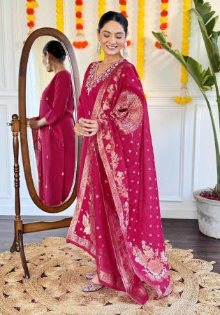 Picture of Graceful Chiffon Dark Red Readymade Salwar Kameez