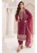 Picture of Chiffon & Silk Maroon Straight Cut Salwar Kameez