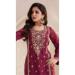 Picture of Chiffon & Silk Maroon Straight Cut Salwar Kameez