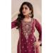 Picture of Stunning Chiffon Maroon Straight Cut Salwar Kameez