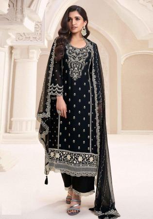 Picture of Enticing Chiffon Black Straight Cut Salwar Kameez