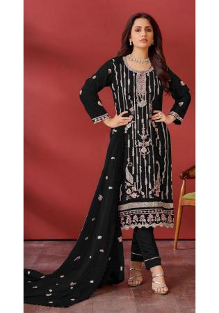 Picture of Magnificent Georgette Black Straight Cut Salwar Kameez