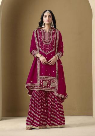 Picture of Charming Silk Deep Pink Straight Cut Salwar Kameez