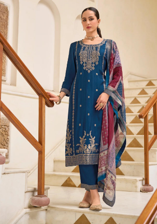 Picture of Magnificent Silk Midnight Blue Readymade Salwar Kameez
