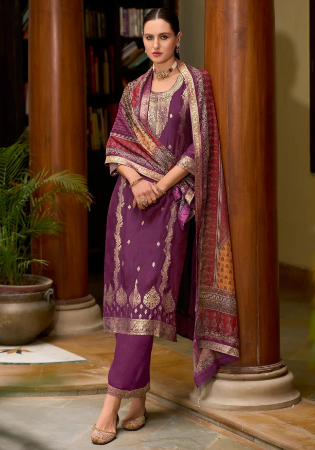 Picture of Magnificent Silk Plum Readymade Salwar Kameez