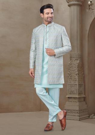 Picture of Alluring Silk Medium Spring Green Kurtas