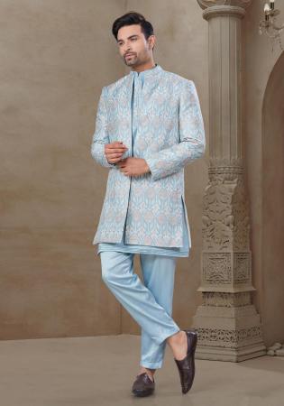 Picture of Splendid Silk Light Blue Kurtas