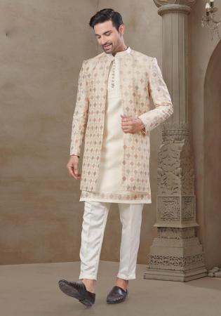 Picture of Magnificent Silk Off White Kurtas