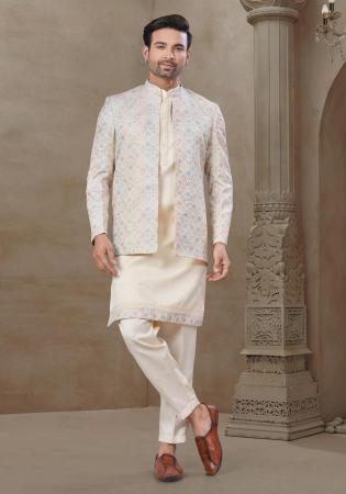 Picture of Enticing Silk Off White Kurtas