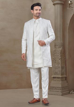 Picture of Fine Silk Off White Kurtas