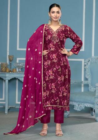 Picture of Sublime Cotton Purple Straight Cut Salwar Kameez