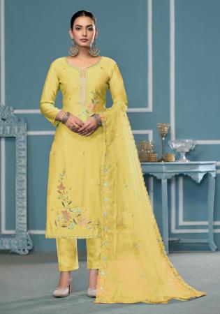 Picture of Organza Burly Wood Straight Cut Salwar Kameez