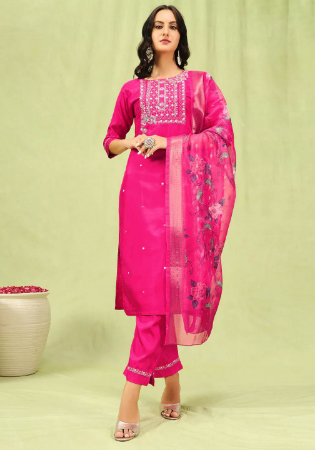 Picture of Ideal Silk Deep Pink Readymade Salwar Kameez