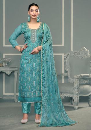 Picture of Chiffon Slate Grey Straight Cut Salwar Kameez