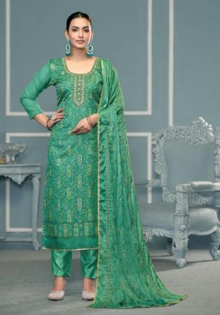 Picture of Exquisite Chiffon Sea Green Straight Cut Salwar Kameez