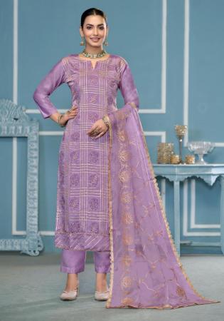 Picture of Organza Rosy Brown Straight Cut Salwar Kameez