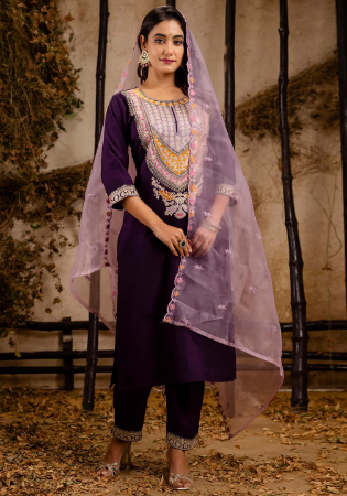 Picture of Superb Rayon Purple Readymade Salwar Kameez