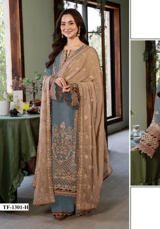 Picture of Georgette Slate Grey Straight Cut Salwar Kameez
