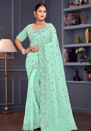 Picture of Alluring Georgette Powder Blue Saree
