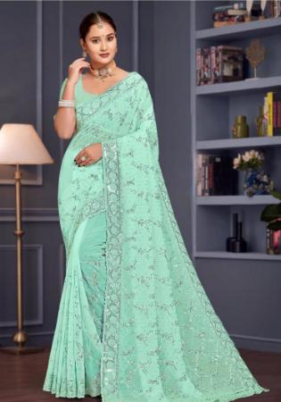 Picture of Sublime Georgette Powder Blue Saree