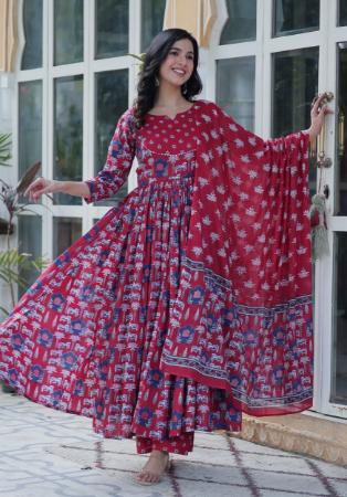 Picture of Lovely Cotton Saddle Brown Readymade Salwar Kameez