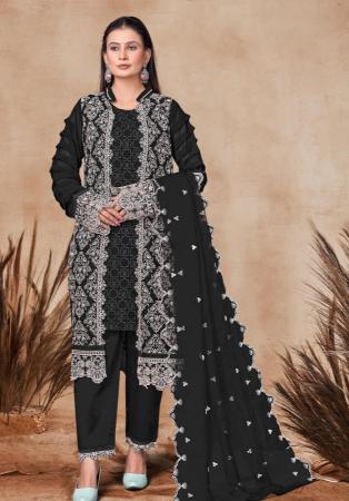 Picture of Classy Georgette Black Straight Cut Salwar Kameez