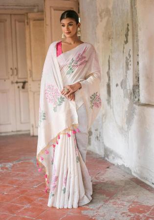 Picture of Beautiful Cotton Off White Saree