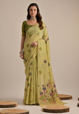Picture of Alluring Cotton Dark Khaki Saree