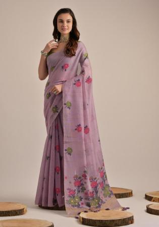 Picture of Elegant Cotton Plum Saree