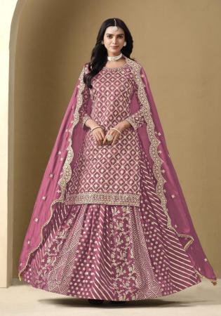 Picture of Grand Silk Pink Straight Cut Salwar Kameez