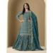 Picture of Shapely Silk Teal Straight Cut Salwar Kameez